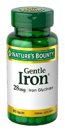 Hierro Nature's Bounty Gentle Iron 90u 28mg + Vitamina C B12 Sabor Neutro