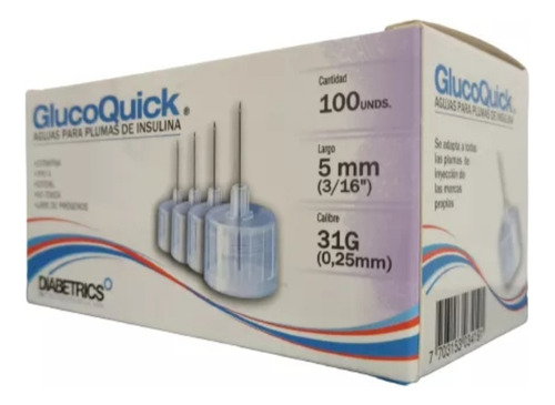 200 Agujas Para Insulina Glucoquick 5mm 