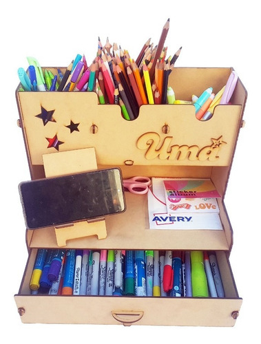 Imagen 3 de 6 de Organizador De Escritorio Y Cajon Fibrofacil + Porta Celular