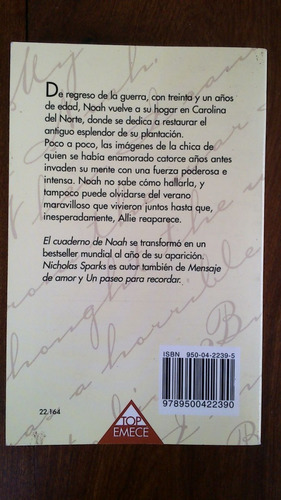 Imagen 2 de 2 de Cuaderno De Noah - Nicholas Sparks