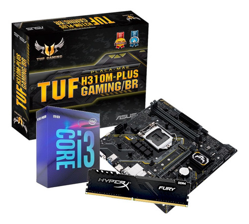 Kit Processador Core I3 9100 Tuf H310m-plus/br Hx 8gb 