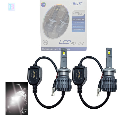 Ultra Led Farol Chip Csp Duplo Slim Efeito Xenon 6000k H27