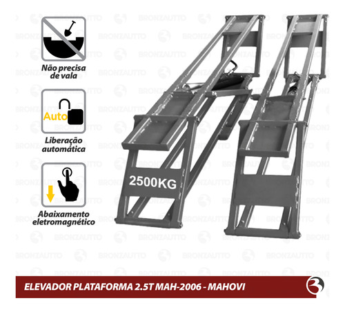 Elevador Automotivo Plataforma 2,5 Ton 220v Mah-2006 Mahovi
