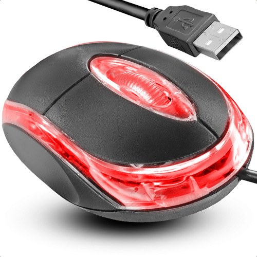 Mouse Óptico Conexão Usb Led Compatível Com Pc E Notebook