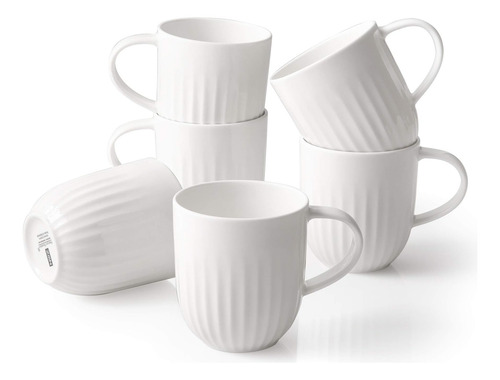 Zen Juego De 6 Tazas De Café De Porcelana Plisada De 12 Oz (