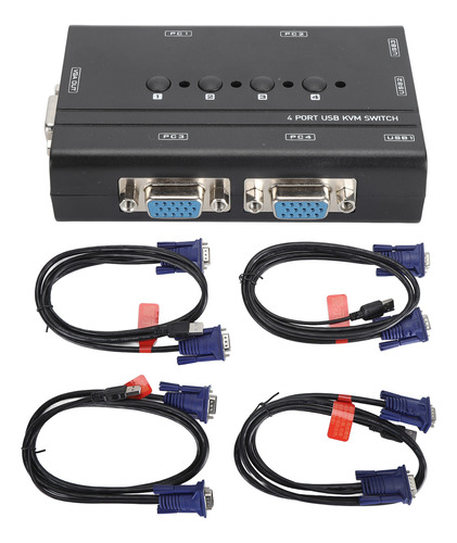 Selector De Conmutador Kvm Vga Usb De 4 Puertos Para Compart