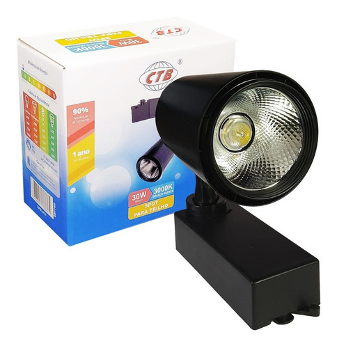 Spot Led Para Trilho Eletrificado Preto 30w Branco Quente Cor Branco Quente 3000K Bivolt