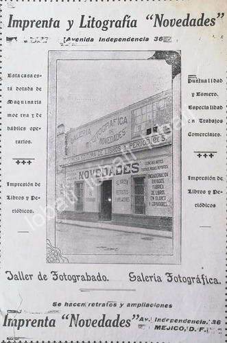 Cartel Retro Imprenta Y Litografia Novedades 1910 /596 Raro