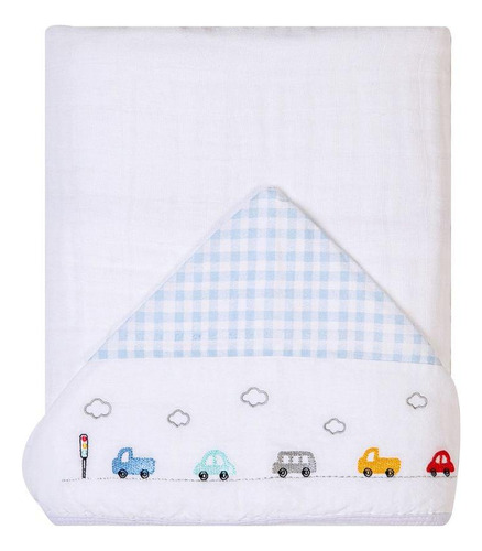 Toalha De Banho Infantil Com Capuz Carrinhos 90x75cm