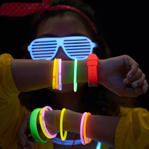 Pulseira Neon - 100 Unidades - Brilham No Escuro Glow Stick