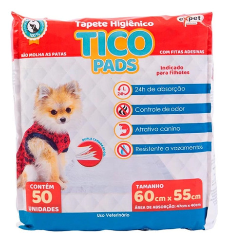 Tapete Higiênico Blue Tico Pads Para Cães 50un. 60cmx55cm