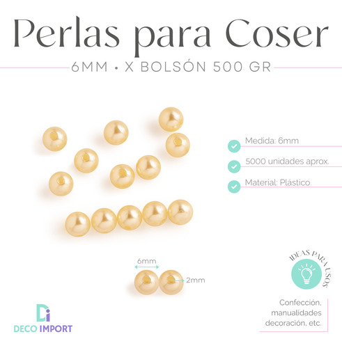 Perlas Para Coser 6mm 500g Medio Kilo 5000 Perlas Plásticas