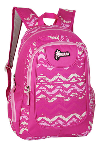 Mochila Iguana Full Estampada 17 Pulgadas, Ig72 Importado!!! Rosa Chicle Geométrico C