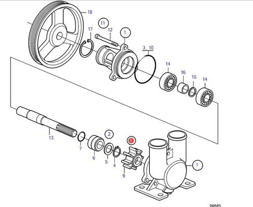 21951352 Rotor Bomba Sucção Água Sal Volvo Penta D3 200 220
