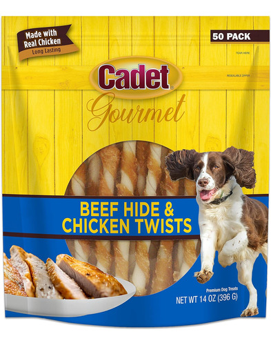 Gourmet Beef Hide & Chicken Twists Dog Treats - Healthy & Na