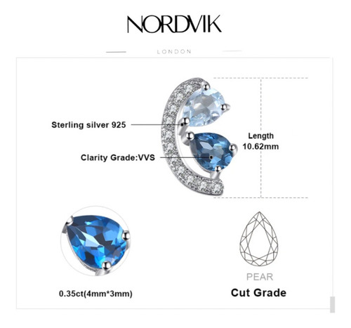 Imagen 7 de 10 de Aros De Plata 925, Topacio Azul, Regalo Para Mujer, Joyas