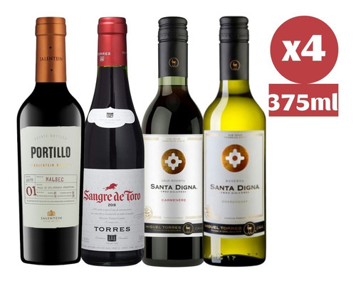 Pack 4x Vinos Reserva - Gran Reserva Variedades 375ml