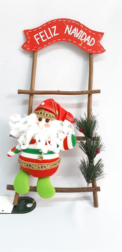 Papa Noel En Escalera 40 Cm #30889- Sheshu Navidad
