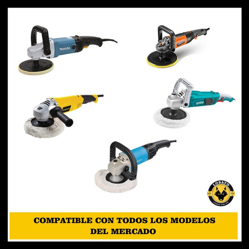 Imagen 3 de 10 de Set Lijas Paños Bonete 7 Pz Lustradoras Pulidora 180mm