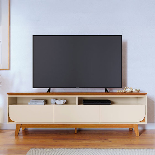 Mueble Tv Hasta 75 Selene De Mdp Diseño Moderno Con Cajones Cinamomo/off White