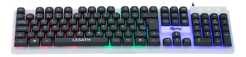 Teclado Membrana Gamer Lesath Elg, Abnt,rgb,usb,branco/preto Branco Português Brasil