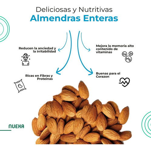 Almendra Entera Naturales 100g, Premium Fresca Nueka