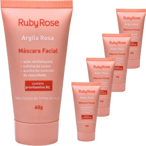 Imagem 1 de 10 de Máscara Facial Argila Rosa Skin Care Ruby Rose Hb-404 60g