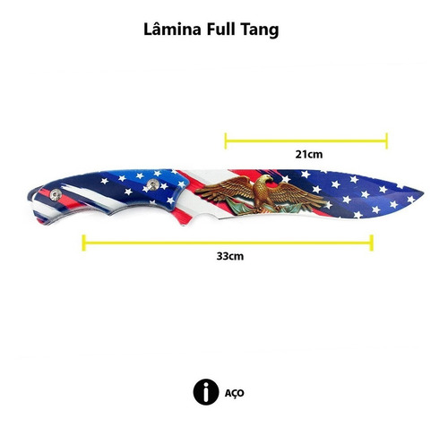 Faca Tática Personalizada Usa Pontiaguda 33cm