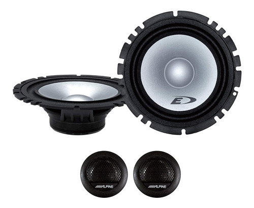 Set De Medios 6.5 Alpine 2 Vias 280 Watts Tweeters Iman Color Negro