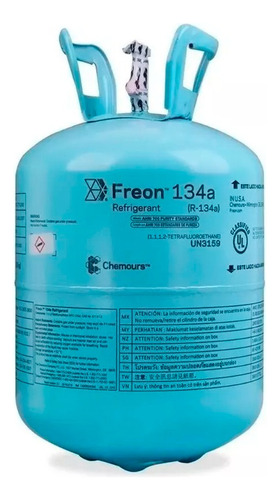 Garrafa Gas Refrigerante Chemours Freon R134a 13.6 Kg 