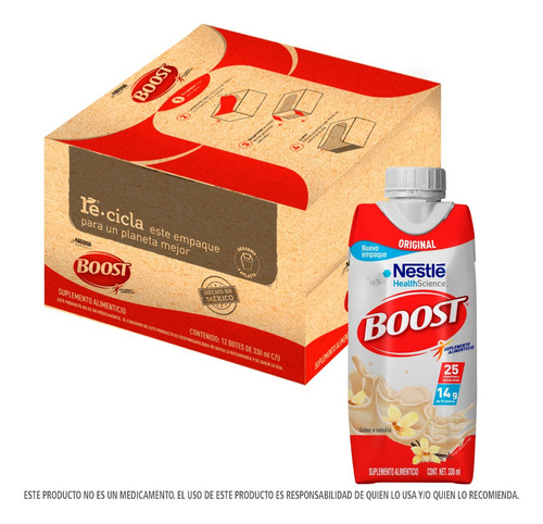 Pack X12 Suplementos Boost Con Sabor A Vainilla De 330ml C/u Nestle