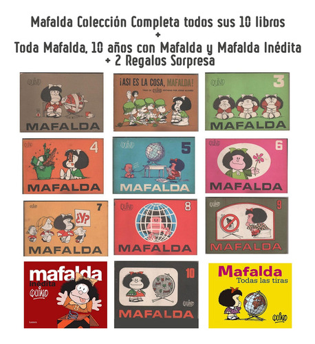 Mafalda: Colección Completa 10 Libro + 4 Especial + 2 Regalo