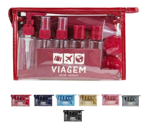 Imagem 1 de 7 de Kit De Frascos P/ Viagem De 10 Peças Vinho Potes Cosméticos