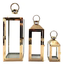 Comprar Juego De Faroles Rosa Oro Porta Velas - Decoración