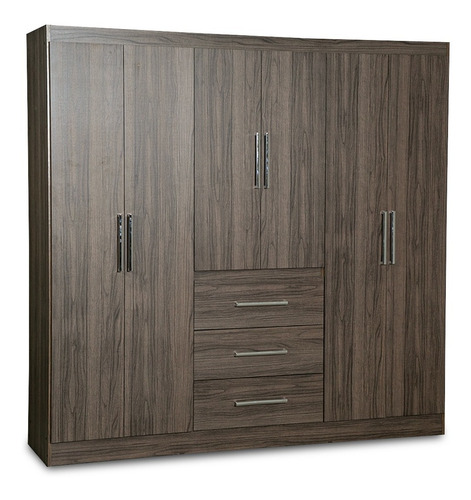 Placard Ropero 6 Puertas Caoba Fortaleza Melamina Dakota