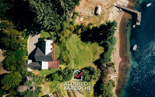 Alquiler Casa En Bariloche Con Costa De Lago Nahuel Huapi. Barrio Cerrado. Km16. Capacidad 9.  #001
