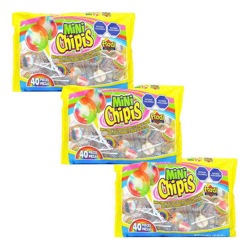 120 Pzas Paleta Arcoiris Mini Chipis Caramelo Fradi Dulces