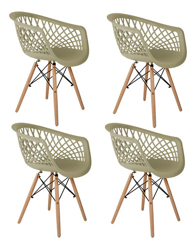 Cadeira De Jantar Empório Tiffany Web, Estrutura De Cor  Fendi, 4 Unidades