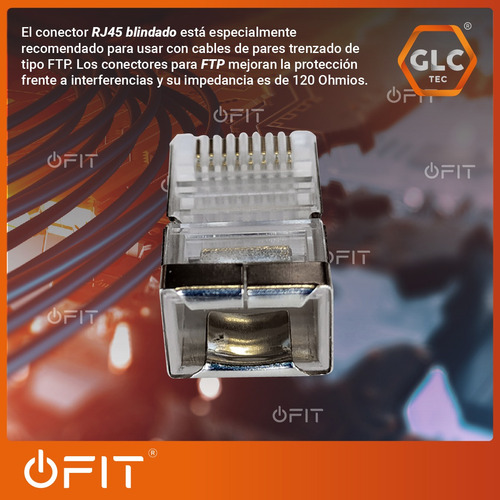 Imagen 3 de 10 de Ficha Rj45 Conector Cat 5e Glc Plug Blindado