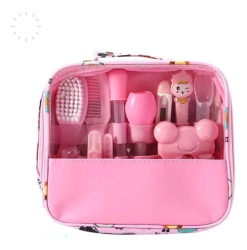 Kit Higiene Cuidados Saúde Bebê Termômetro Recém Nascido Cor Rosa