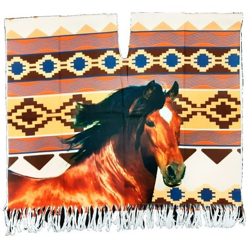 Imagen 2 de 10 de Poncho Caballos Y Gallos Sublimado Completo