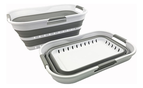 Cesta Plegable Con 3 Asas 21l Contenedor Almacenamiento J