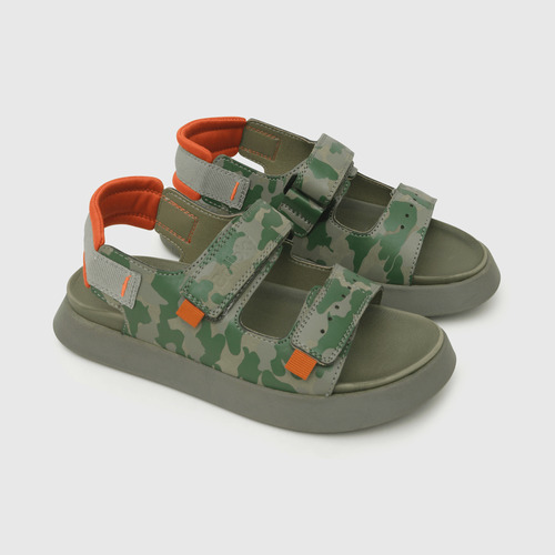 Sandalia De Niños Doble Ajuste Camuflada Verde (28 A 38)