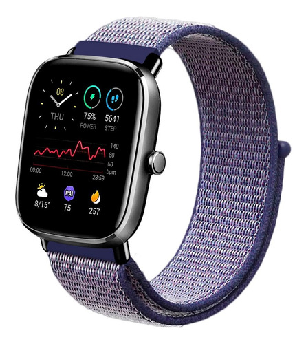 Correa De Nylon D Lujo Para Amazfit Gts 2 Mini Azul Oscuro