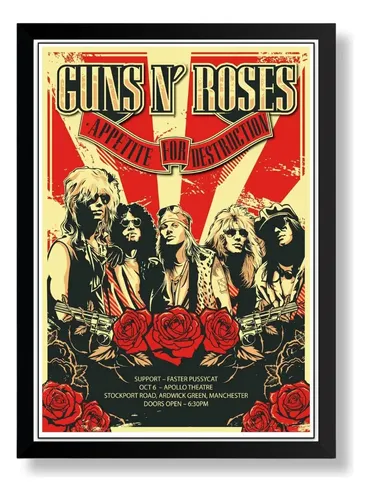 Quadro Banda Guns N' Roses Poster Cartaz Moldurado 42x29cm
