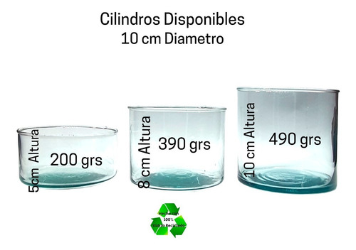 Frascos / Cilindros 10x5cm (200grs) Para Veladoras Paq 36pz