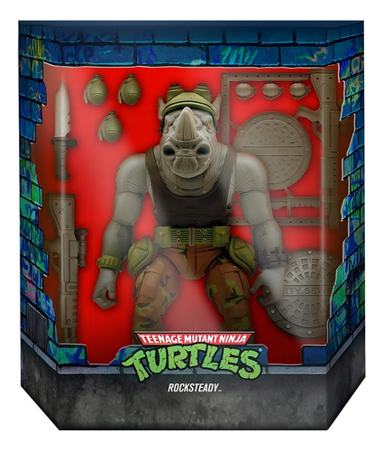 Rocksteady Tortugas Ninja Mutantes Tmnt Super 7 Ultimates W3