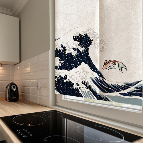 Cortina Divisoria 85* 120 Cm Estilo Japonés Poliéster Mitad