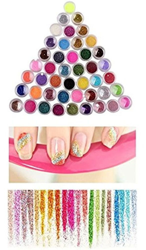 Xichen 45 Piezas / Colores Nail Art Glitter Powder Dust Tips