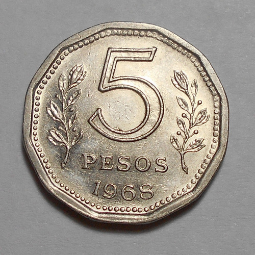 Argentina 5 Pesos 1968 - Fragata Sarmiento - Sin Circular